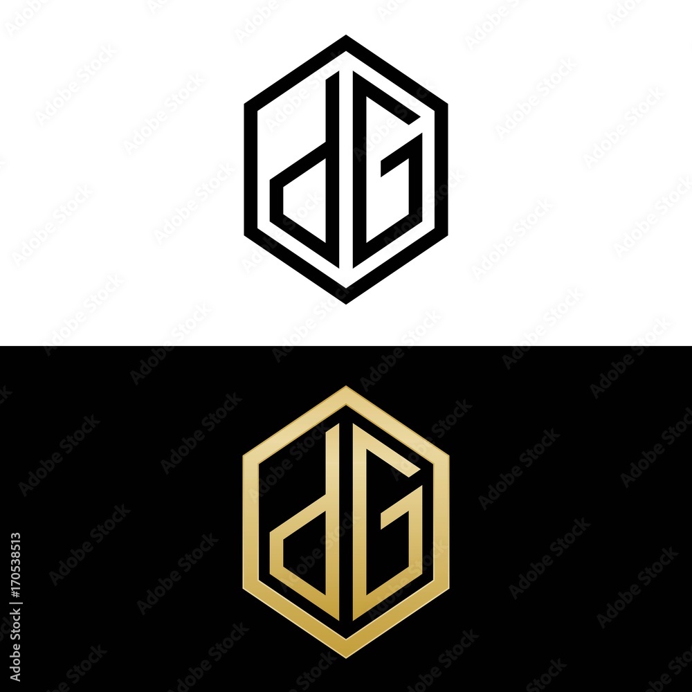 initial letters logo dg black and gold monogram hexagon shape vector initial letters logo dg black and gold monogram hexagon shape vector