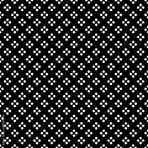 White Dot in Diamond Shape on Black Background Seamless