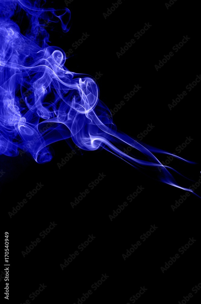 Plakat Abstract blue smoke on black background, blue background,blue ink background,beautiful color smoke