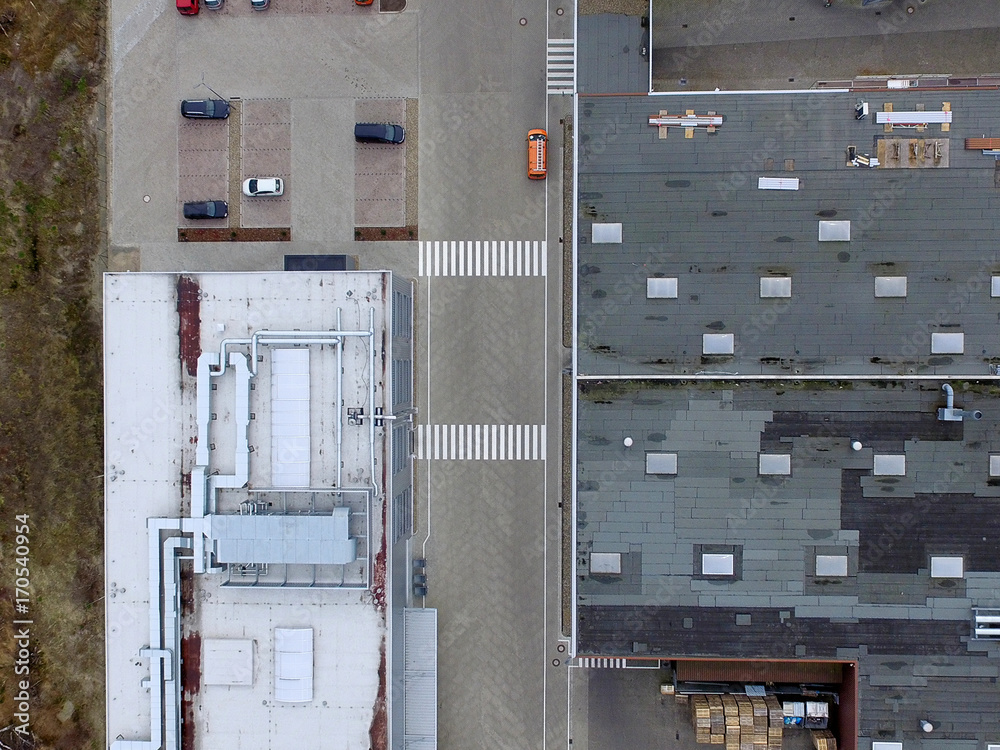 Factory and hall of an industrial plan, straight from above Factory and hall of an industrial plan, straight from above