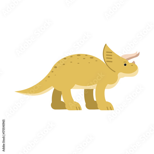 Cute cartoon triceratops dinosaur  prehistoric and jurassic monster vector Illustration