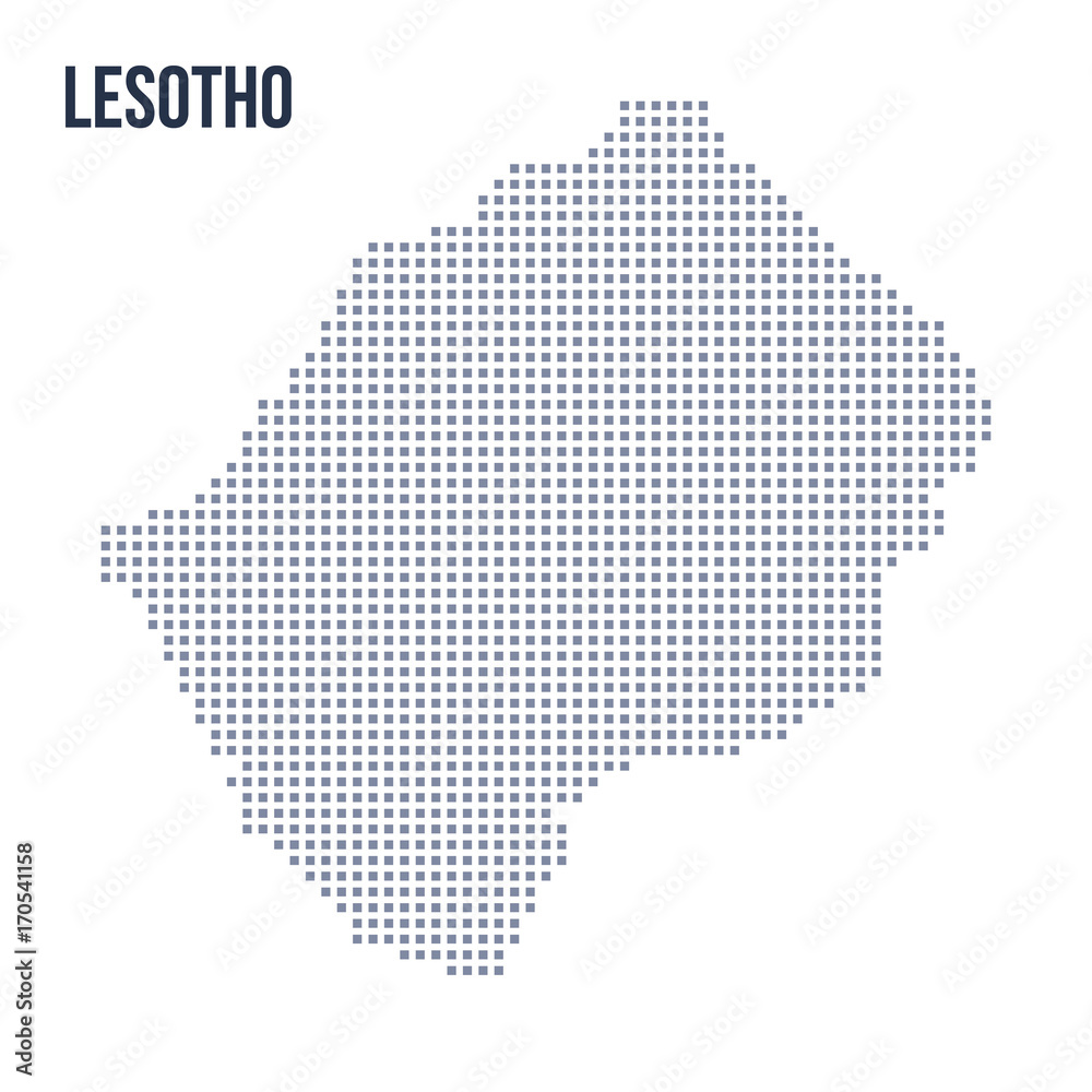Vector pixel map of Lesotho isolated on white background