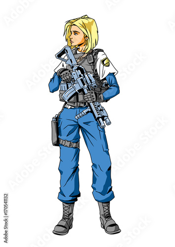  police girl character,