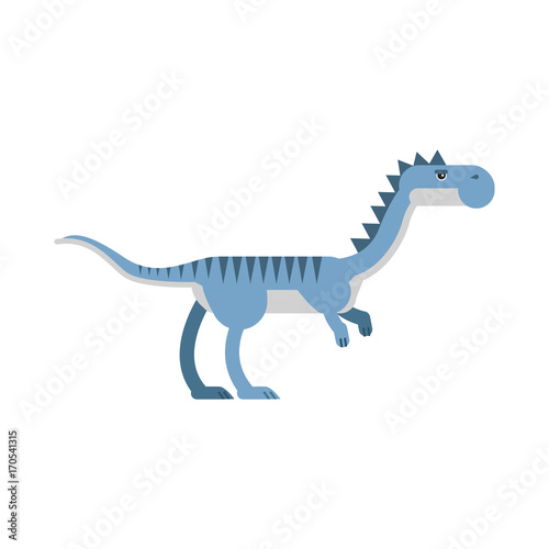 Cute cartoon blue velyciraptor dinosaur  prehistoric and jurassic monster vector Illustration