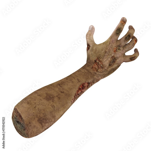 scary zombie hands on white. 3D illustration, clipping path