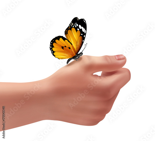 Butterfly on hand