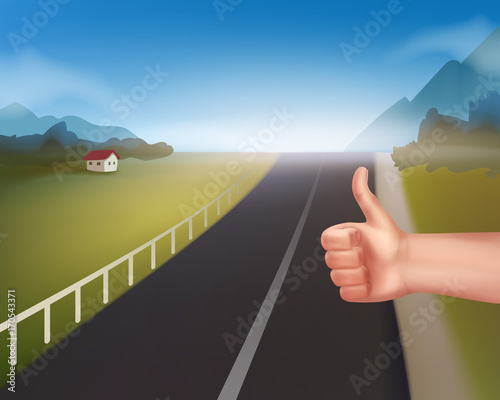 Hand of hitchhiking