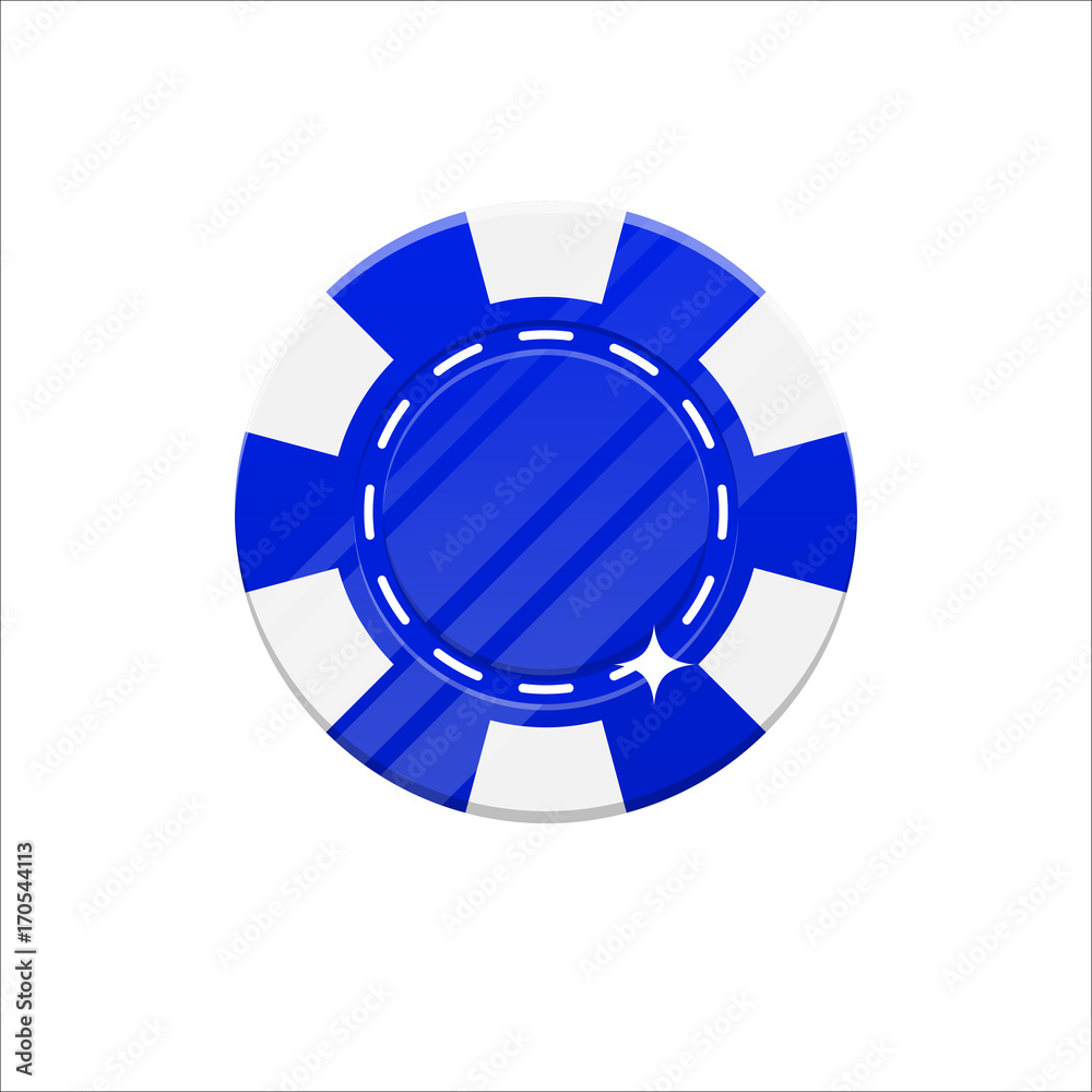 Blue casino chip cartoon style isolated. The original casino chip for designers and illustrators. Casino bet in the form of a vector illustration