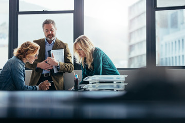 Business people discussing about project