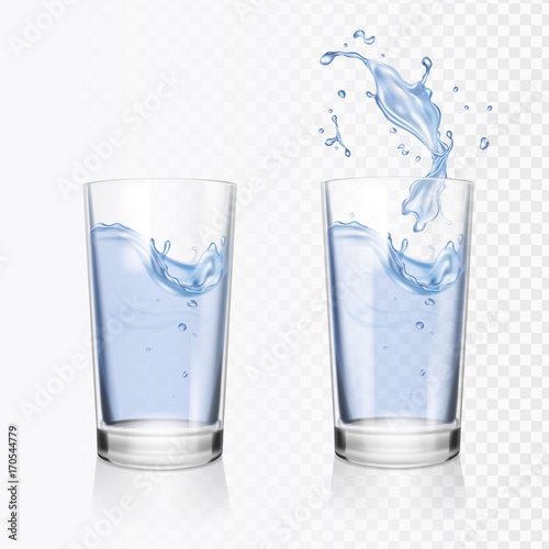 Transparent glass of water vector realistic
