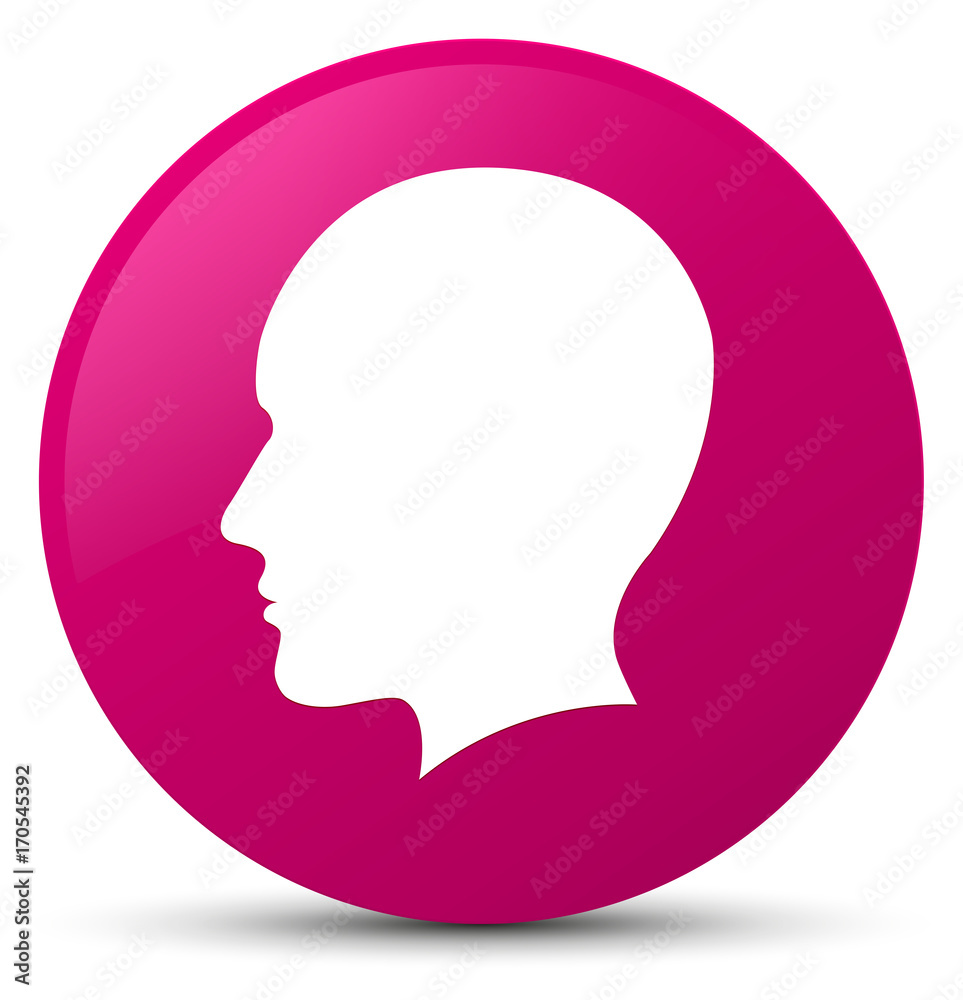 Head men face icon pink round button