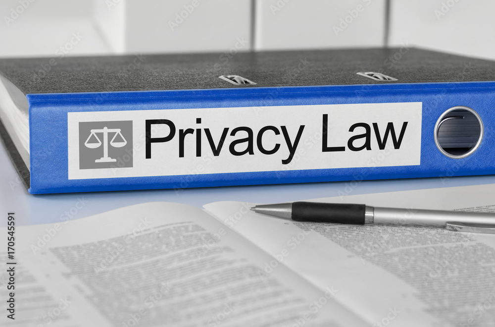 Blue folder with the label Privacy Law