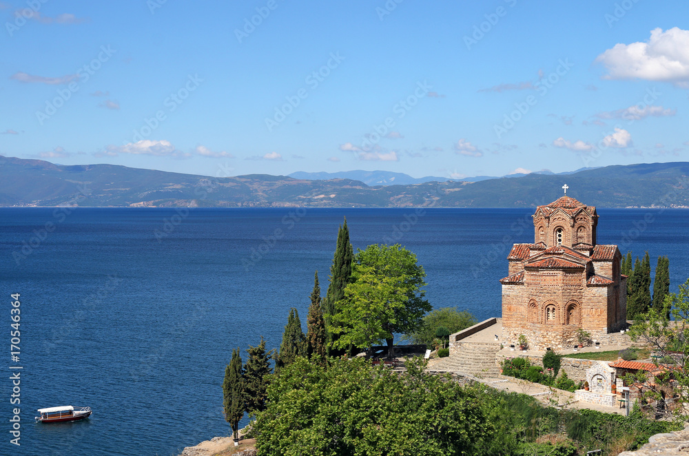 Jovan Kaneo church on Lake Ohrid Macedonia landscape