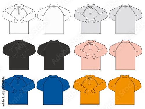 Illustration of long-sleeve polo shirt / color variations