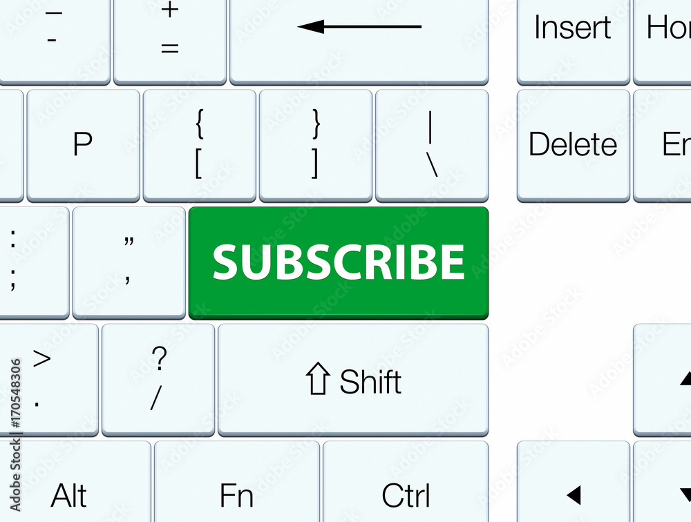 Subscribe green keyboard button Subscribe green keyboard button