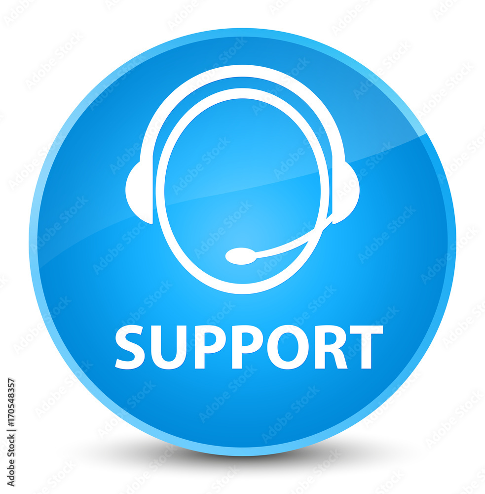 Support (customer care icon) elegant cyan blue round button