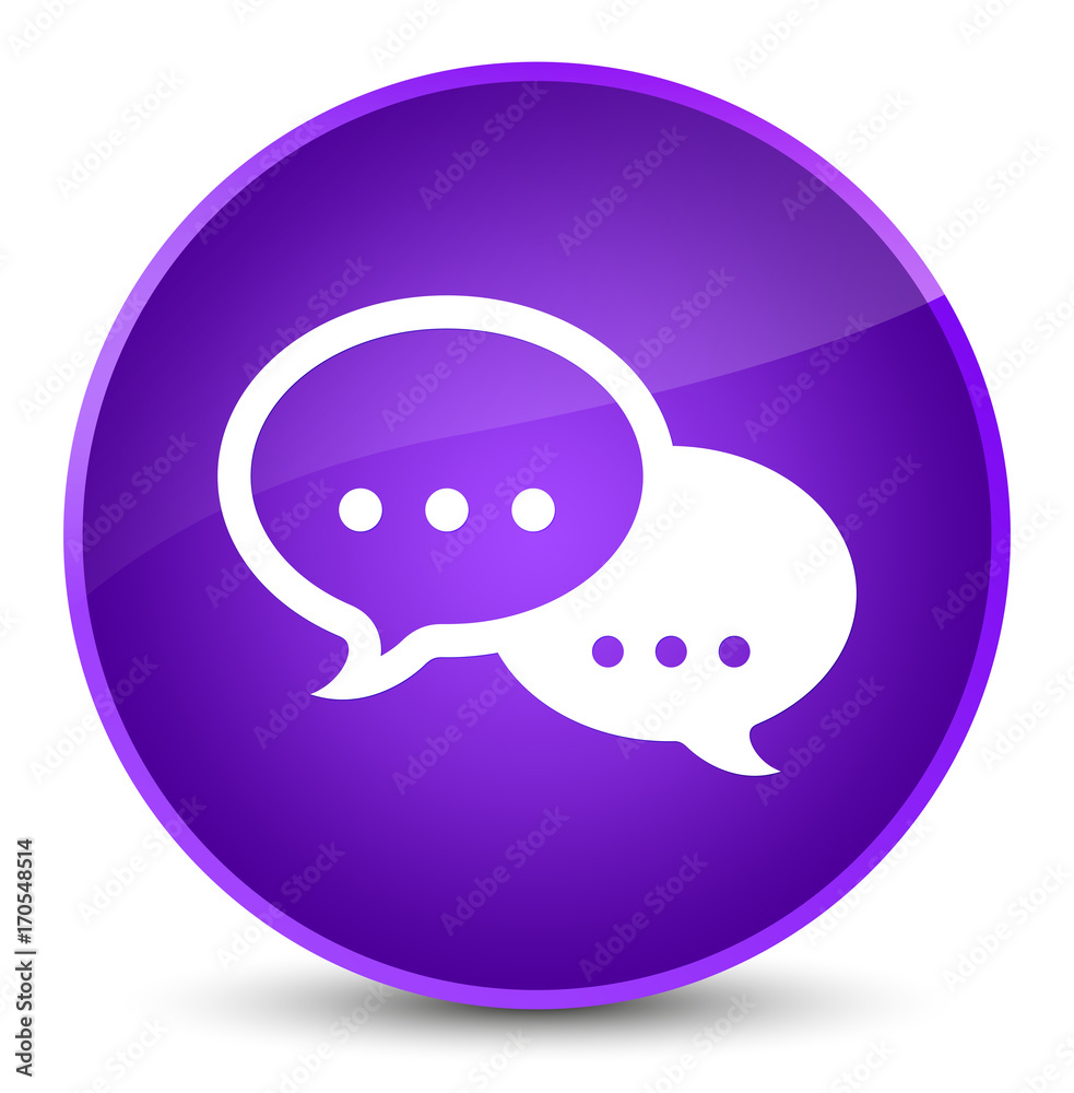 Talk bubble icon elegant purple round button Talk bubble icon elegant purple round button