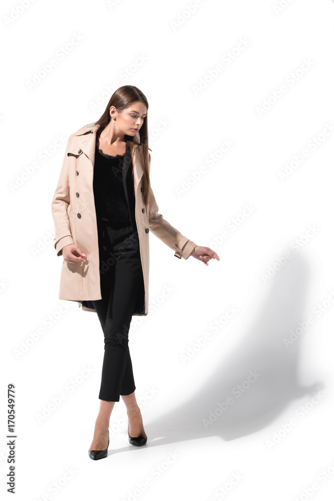 woman in trench coat