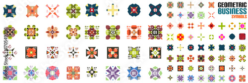 Set of ornamental geometric flowers