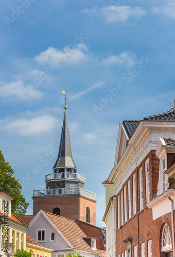 Tower of the Lamberti church in the central street of Aurich