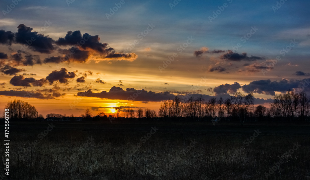 Sunset over field somewhere in Poland