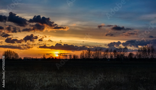 Sunset over field somewhere in Poland
