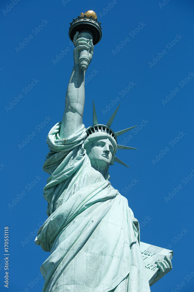 Fototapeta premium Statue of Liberty, clear blue sky in New York