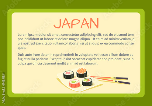 Japan Framed Vector Touristic Banner with Text