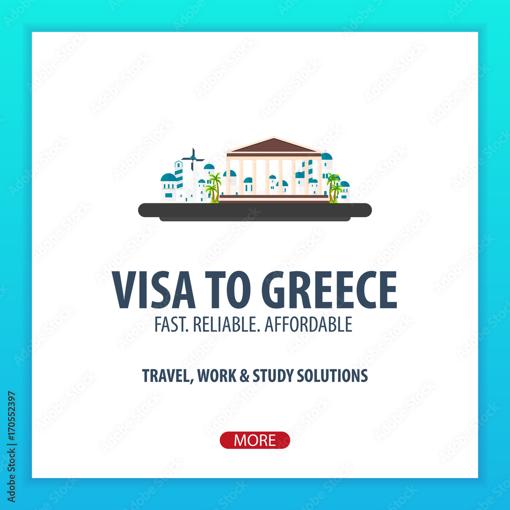 Visa to Greece. Document for travel. Vector flat illustration. Visa to Greece. Document for travel. Vector flat illustration.