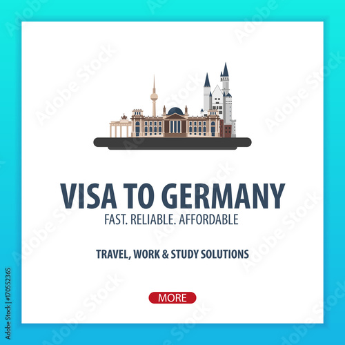 Visa to Germany. Travel to Germany. Document for travel. Vector flat illustration.