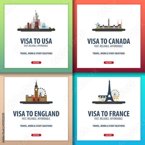 Visa to Usa, Canada, England, France. Document for travel. Visa application centre.