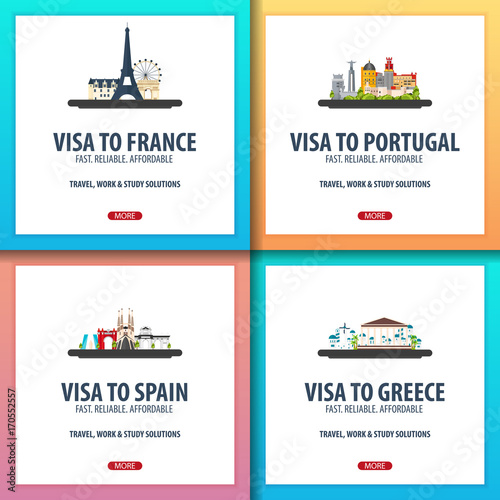 Visa to France, Portugal, Spain, Greece. Document for travel. Visa application centre. photo