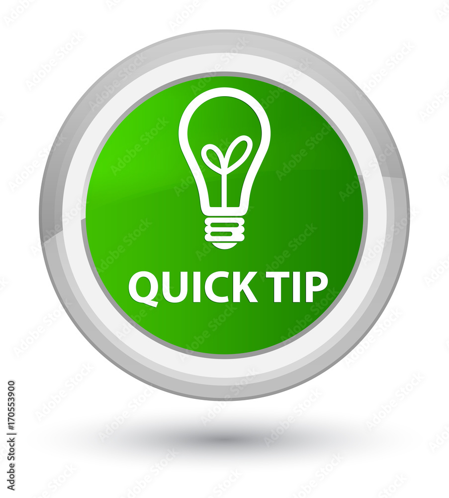 Quick tip (bulb icon) prime green round button Quick tip (bulb icon) prime green round button