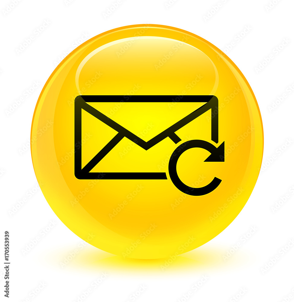 Refresh email icon glassy yellow round button Refresh email icon glassy yellow round button