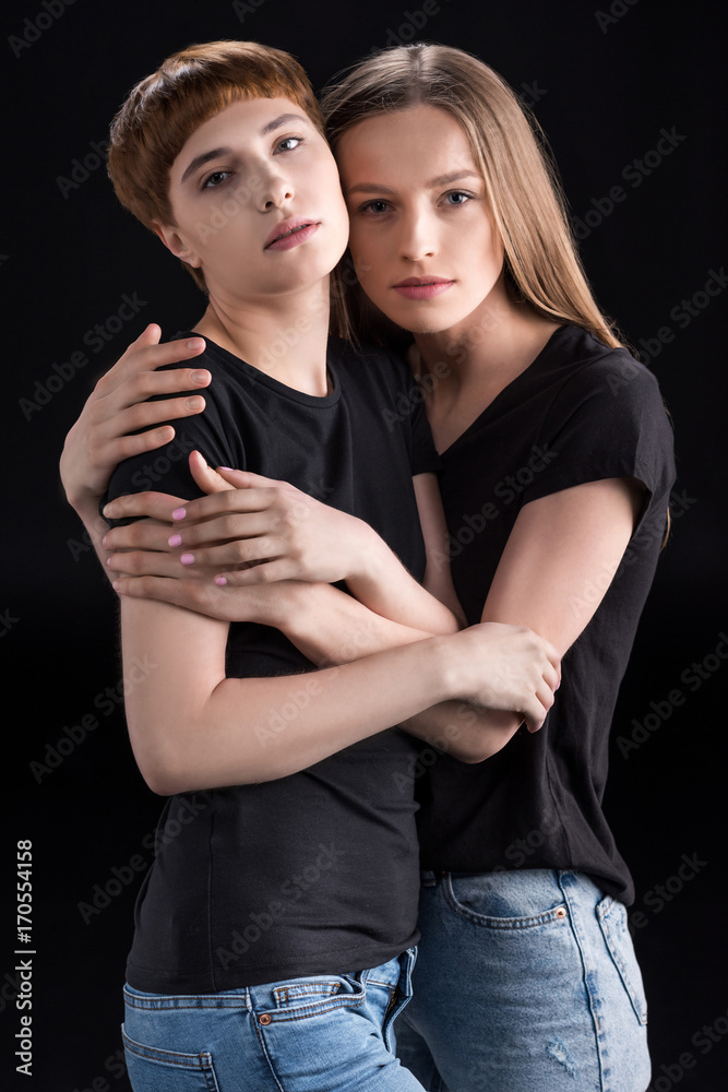 lesbian couple hugging