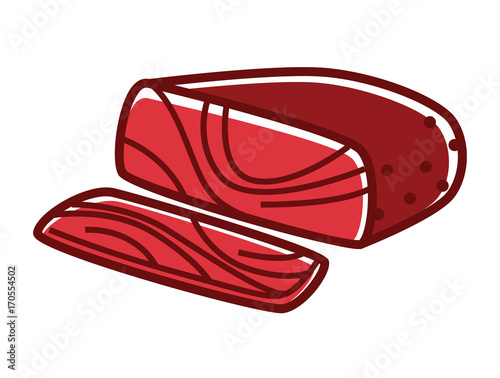 Delicious Caucasian spicy fresh basturma isolated cartoon illustration