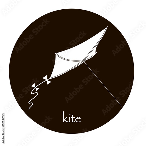 Flat black and white kite logo round icon
