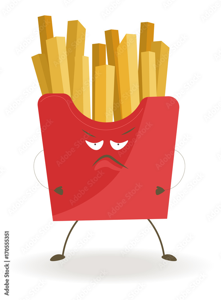 French fries in red cardboard box with angry face Stock Vector | Adobe Stock