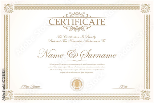 Certificate or diploma retro vintage background vector