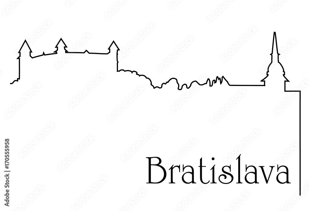 Bratislava city one line drawing background