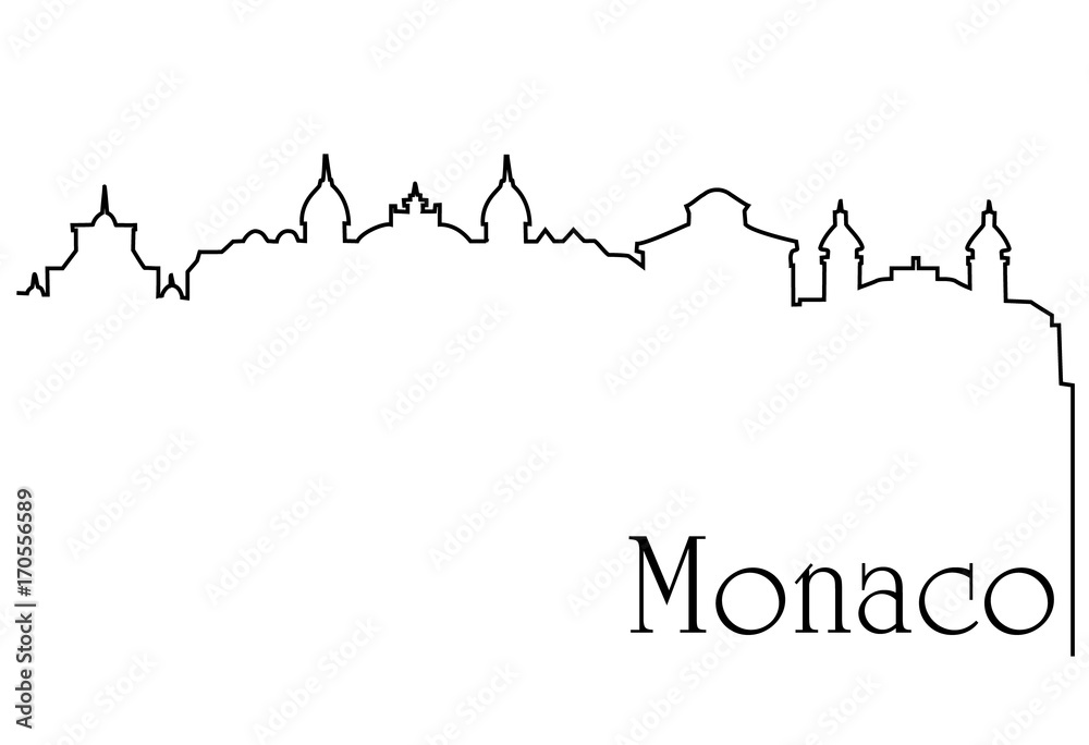 Monaco city one line drawing background
