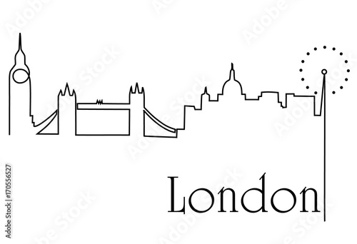 London city one line drawing background