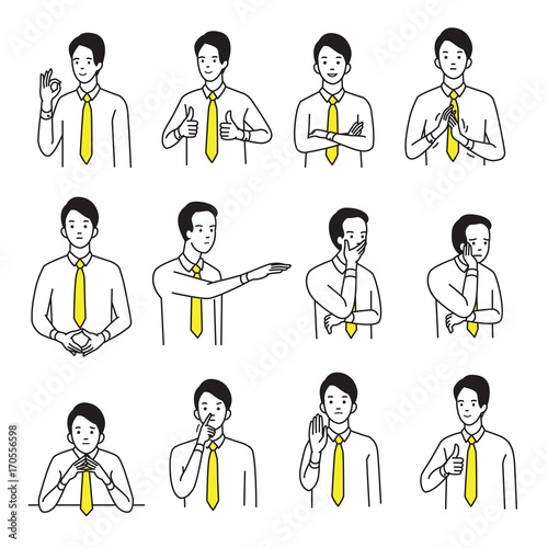 Body language hand sign set