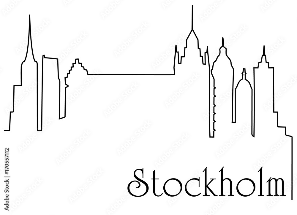 Stockholm city one line drawing background