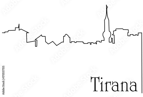  Tirana city one line drawing background
