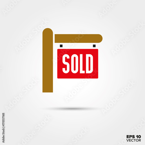 Real Estate sold sign vector icon