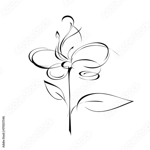 ornament 97. stylized flower in black lines on a white background