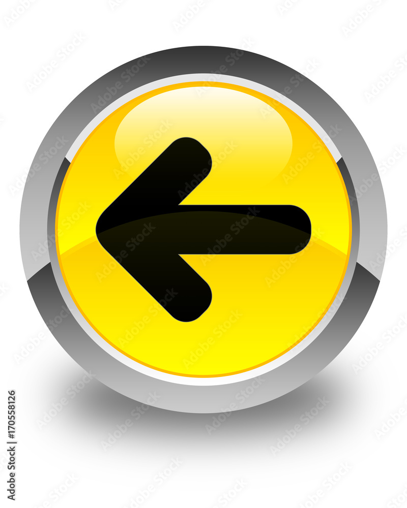Back arrow icon glossy yellow round button Back arrow icon glossy yellow round button
