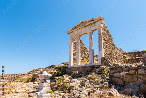 The Temple of Isis in Archaeological Site of Delos island, Cyclades, Greece.	
 photo