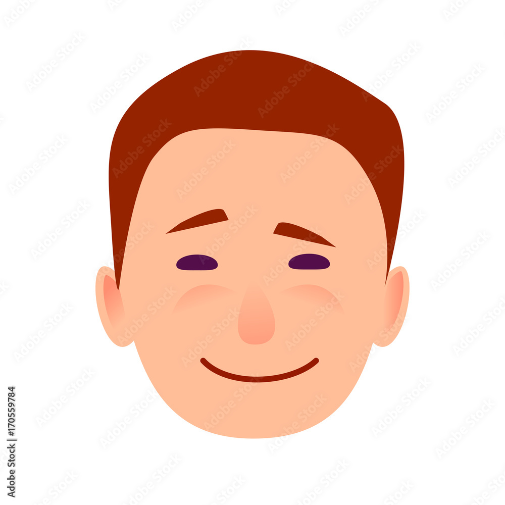 Young Man Smiling Face Flat Vector Icon Young Man Smiling Face Flat Vector Icon